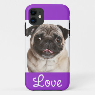 ラブパグ子犬紫iPhone 5ケースカバー iPhone 11 ケース