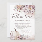 ラブパステルの葉カボチャの赤ちゃんシャワーの秋 招待状 (正面)