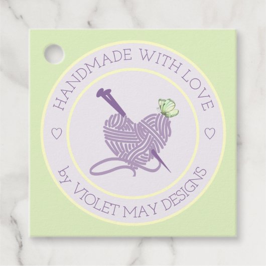 ラブパステルハート糸繊維ラベルで手作り フェイバータグ (正面)