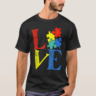 ラブパズルかわいい自閉症意識 Tシャツ