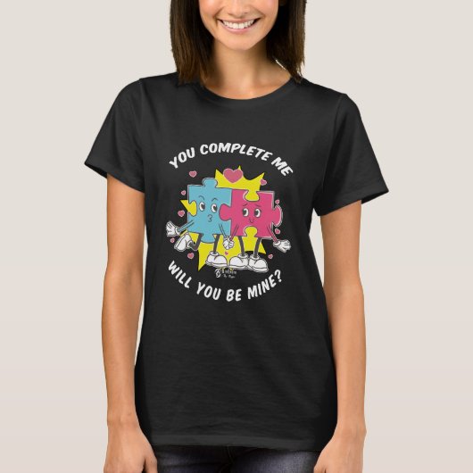 ラブパズルウィメンズブラック Tシャツ (正面)