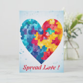 ラブパズルレインボーパーソナライズされたハート シーズンカード (スタンド正面)