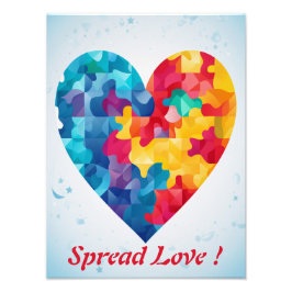 ラブパズルレインボーパーソナライズされたハート フォトプリント           