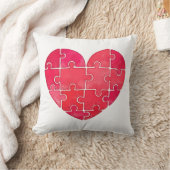 ラブパズル解決、赤いパズルハート クッション (ブランケット)