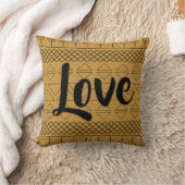 ラブパターアステカンプリント幾何学南西オークル クッション (ブランケット)