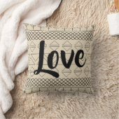 ラブパターアステカンプリント幾何学南西ベージュ クッション (ブランケット)