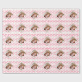 ラブパターンとフォトピンクのバレンタインデー ラッピングペーパー (フラット)