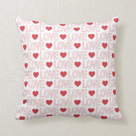 ラブパターン装飾用クッション – 赤アウトライン クッション