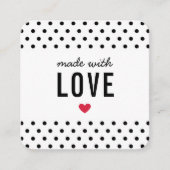 ラブパッケージング製水玉模様白黒 スクエア名刺 (正面)