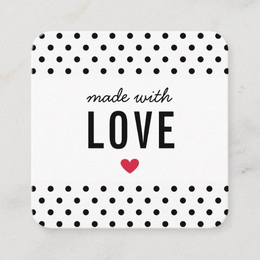 ラブパッケージング製水玉模様白黒 スクエア名刺 (正面)