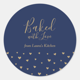 ラブパッケー焼いたジ付きブルーかわいいハート ラウンドシール