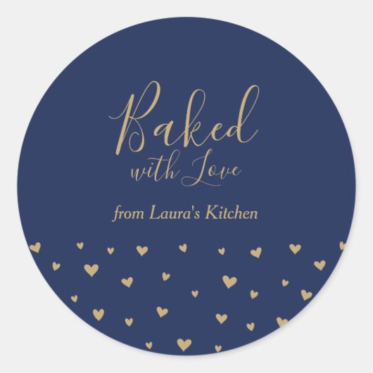 ラブパッケー焼いたジ付きブルーかわいいハート ラウンドシール (正面)