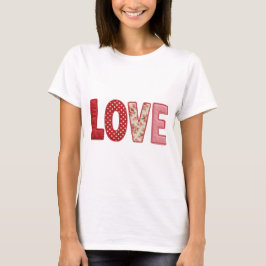 ラブパッチワークキルティングPNGテキスタイル刺繍デザイン Tシャツ