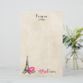 ラブパリとエッフェルタワーオンパーチメントテクスチャ 便箋 (スタンド正面)