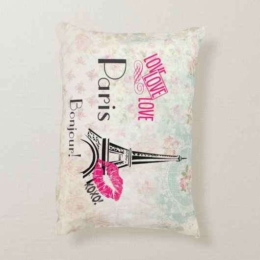 ラブパリとエッフェルタワーオンヴィンテージパターン アクセントクッション (裏面(縦))