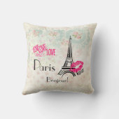 ラブパリとエッフェルタワーオンヴィンテージパターン クッション (裏面)
