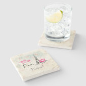 ラブパリとエッフェルタワーオンヴィンテージパターン ストーンコースター (横)