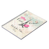 ラブパリとエッフェルタワーオンヴィンテージパターン ノートブック (左側)