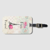 ラブパリとエッフェルタワーオンヴィンテージパターン ラゲッジタグ (正面横)
