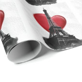 ラブパリ赤いハートエッフェルタワー ラッピングペーパー (ロールコーナー)