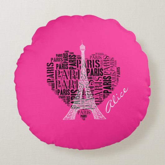 ラブパリ |愛らしいエッフェルタワー ラウンドクッション (正面)
