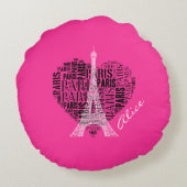 ラブパリ |愛らしいエッフェルタワー ラウンドクッション (裏面)