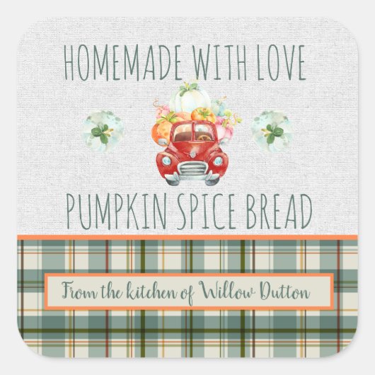 ラブパンプキパーソナライズされたントラックで手作り スクエアシール (正面)