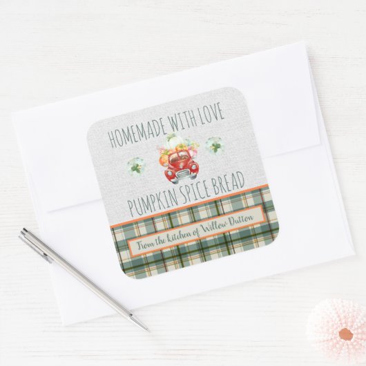 ラブパンプキパーソナライズされたントラックで手作り スクエアシール (封筒)