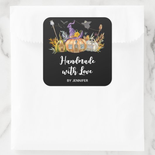 ラブパンプキン幽霊のよく出るハウス幽霊たち&こうもり スクエアシール (バッグ)