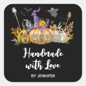 ラブパンプキン幽霊のよく出るハウス幽霊たち&こうもり スクエアシール (正面)