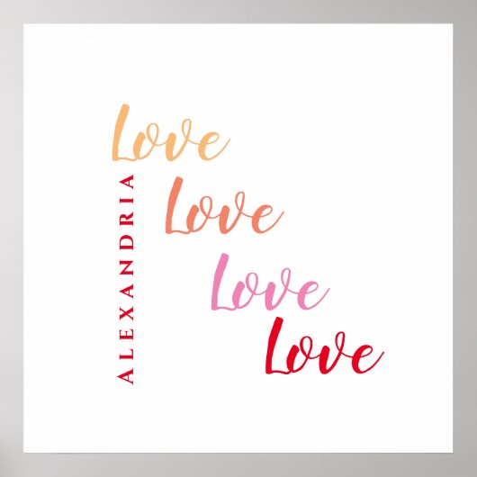 ラブパーソナライズされたタイポグラフィ ポスター (正面)