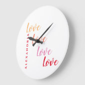 ラブパーソナライズされたタイポグラフィ ラージ壁時計 (傾斜)