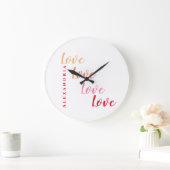 ラブパーソナライズされたタイポグラフィ ラージ壁時計 (ホーム)