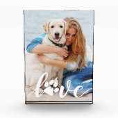 ラブパーソナライズされたパウプリントカスタム犬写真ブロック フォトブロック (正面)