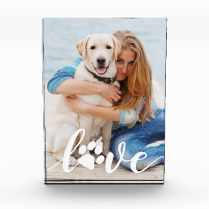 ラブパーソナライズされたパウプリントカスタム犬写真ブロック フォトブロック