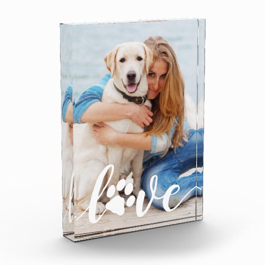 ラブパーソナライズされたパウプリントカスタム犬写真ブロック フォトブロック (左)