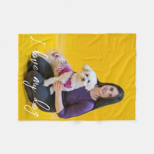 ラブパーソナライズされたプリントドッグラバーフォトフリース フリースブランケット (正面(横))