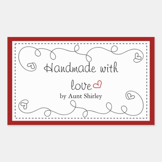ラブパーソナライズされたラベル付き手作り 長方形シール (正面)
