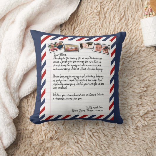 ラブパーソナライズされたレター手書き写真コラージュ クッション (ブランケット)