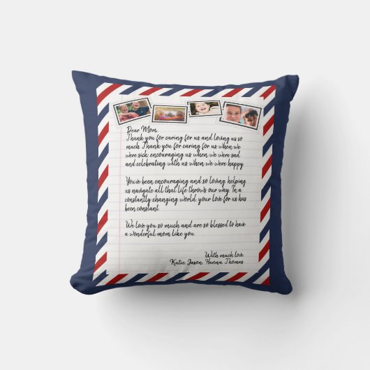 ラブパーソナライズされたレター手書き写真コラージュ クッション (正面)