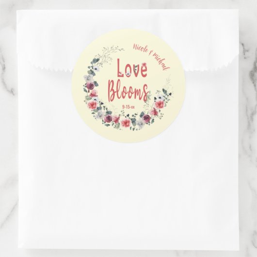 ラブパーソナライズされた開花新婦結婚のデート ラウンドシール (バッグ)