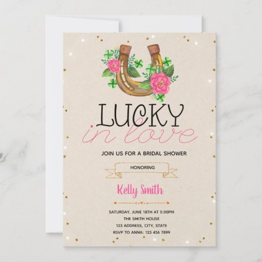 ラブパーティーの招待状にキラキラ幸運 招待状 (正面)