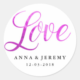 ラブパープルウォーター結婚カラーのシール ラウンドシール