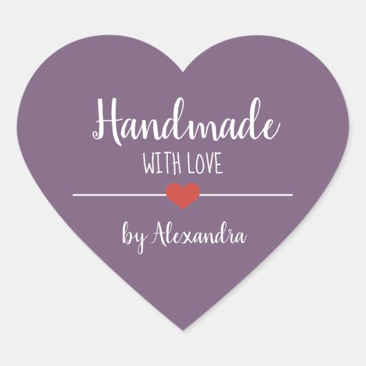 ラブパープルスクリプトで手作り ハートシール (正面)