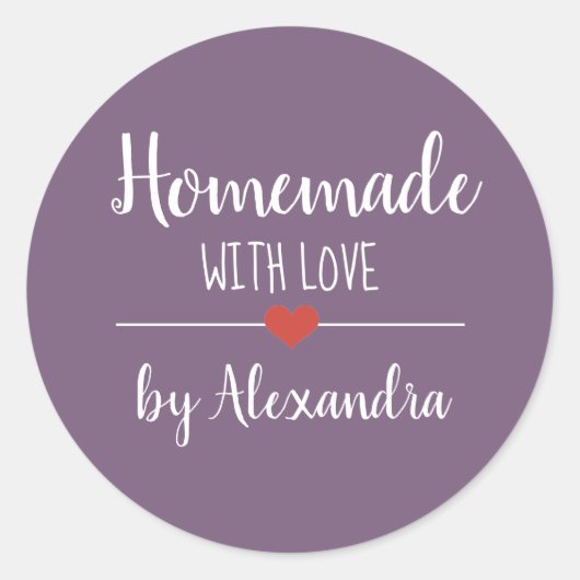 ラブパープルスクリプト付き手作りカスタム ラウンドシール (正面)