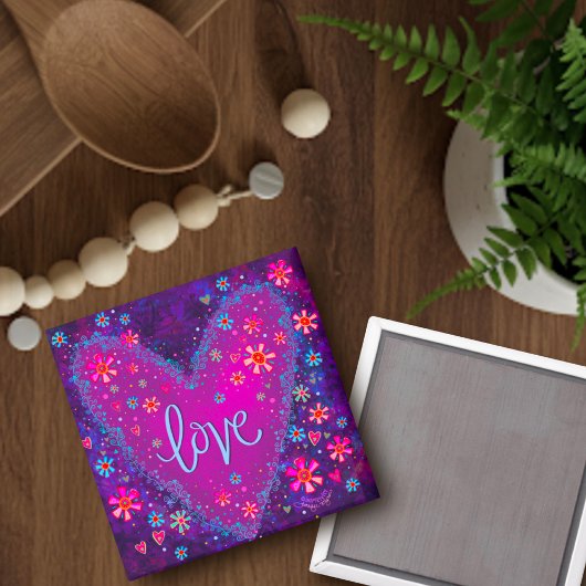 ラブパープルハートフローラインスパイアトレンディー マグネット