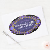 ラブパープル金ゴールドラベルシール付き手作り 楕円形シール (封筒)