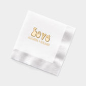 ラブヒッパイボホレトロ60sタイポグラフィカップル名 箔ナプキン (左)