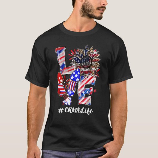 ラブヒマワリョウ花火Crnaライフ4th Of Tシャツ (正面)
