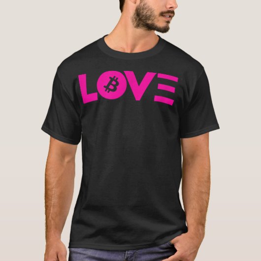 ラブビットコインとEthereum暗号ピンクの通貨投資 Tシャツ (正面)